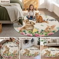 thumbnail image 6 of Easter Round Area Rug 5ft, Spring Watercolor Bunny Eggs Flower Leaf Beige Washable Non-Slip Circle Rugs for Bedroom Living Room Kitchen, Soft Low Pile Carpet for Dining Room Playroom Nursery, 6 of 9