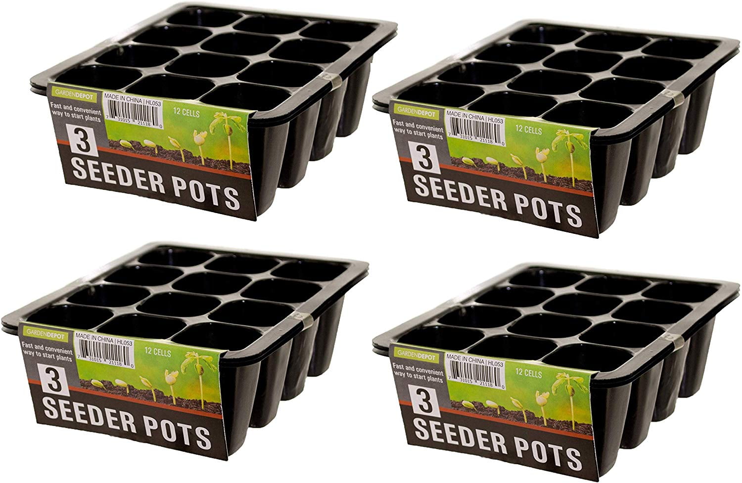 12 Cell Garden Seedling Starter Trays, Seed Germination and Plant