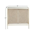 thumbnail image 4 of DecMode 32" x 32" Beige Wooden Upholstered Front Panel 2 Door Cabinet with Mirrored Top and Ring Handles, 1-Piece, 4 of 12