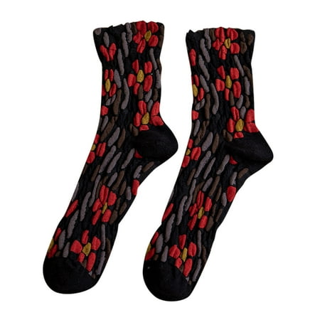 

Women Autumn Winter Retro Ethnic Style Socks French Jacquard Crew Socks