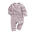 thumbnail image 2 of Qiylii Baby Long Sleeve Romper, Horizontal Stripes Print Long Pants Jumpsuit, 2 of 7