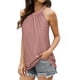 thumbnail image 2 of Camiseta sin mangas plisada con cuello redondo, cuello redondo, color liso, sin mangas, plisada, para mujer, verano, 2 of 5