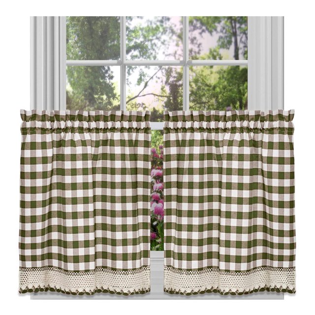 Juego de Cortinas ACHIM Cuadro Buffalo 147x61 cm Salvia Marfil
