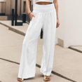 thumbnail image 2 of Seductiva Women Flowy Pants Linen Pants Women Summer Wide Leg Pants Drawstring Elastic Waist Pants High Waisted Pants Casual Beach Trousers Beach Pants Loose Fit, 2 of 5