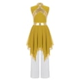 thumbnail image 2 of YiZYiF Kids Girls Sleeveless Liturgical Praise Dance Dress Asymmetrical Worship Tunic with Pants Set Yellow White 12, 2 of 7