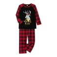 thumbnail image 3 of Elippeo Family Matching Christmas Pajamas, Letter  Deer Head Print Long-Sleeved Tops + Plaid Trousers Sleepwear Outfits, 3 of 10