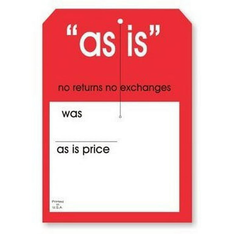 Linton Labels As Is - Was Large Merchandise Tag W 3.25 inch Slit, 5 inch x 7 inch Cardstock 12 Pt., Red and White, 2 Clip Corners - Pack of 250 Tags