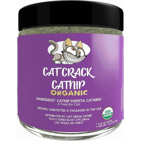 Cat Crack Organic Catnip, 100% Natural Cat Nips Organic Blend That Energizes and Excites Cats, Safe Catnip Treats for Cat Play, Cat Training, & New Organic Catnip Toys for Cats(1 Cup Organic)