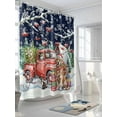 thumbnail image 3 of Blue Christmas Long Shower Curtain Set, Waterproof Shower Curtains for Bathroom, Xmas Winter Snowflakes Red Truck Dogs Washable Fabric Cloth Bath Curtain for Bathtub with Hooks 72x84 Inches, 3 of 6