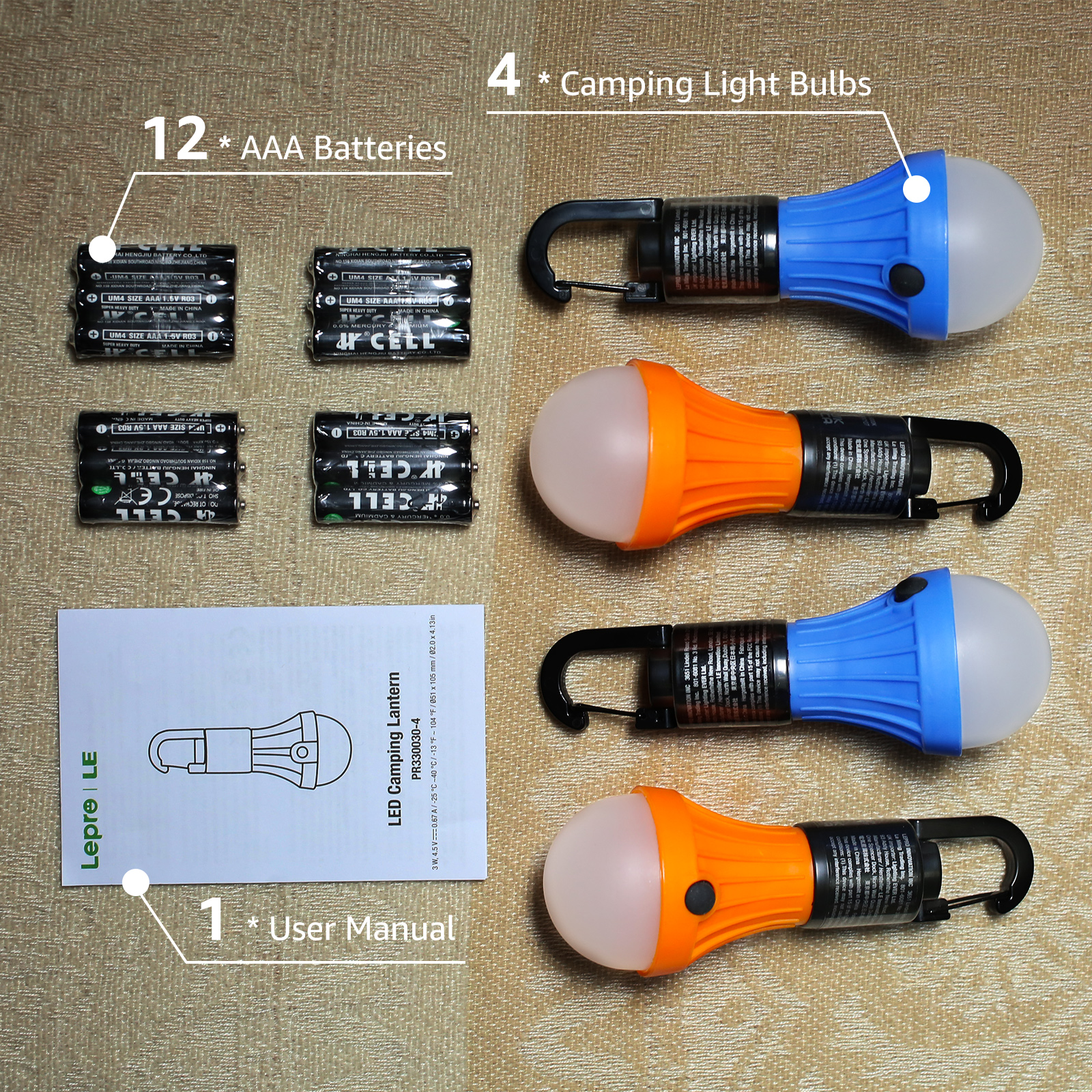 Lepro LED Camping Lantern 4-Pack with Clip Hook photo 7