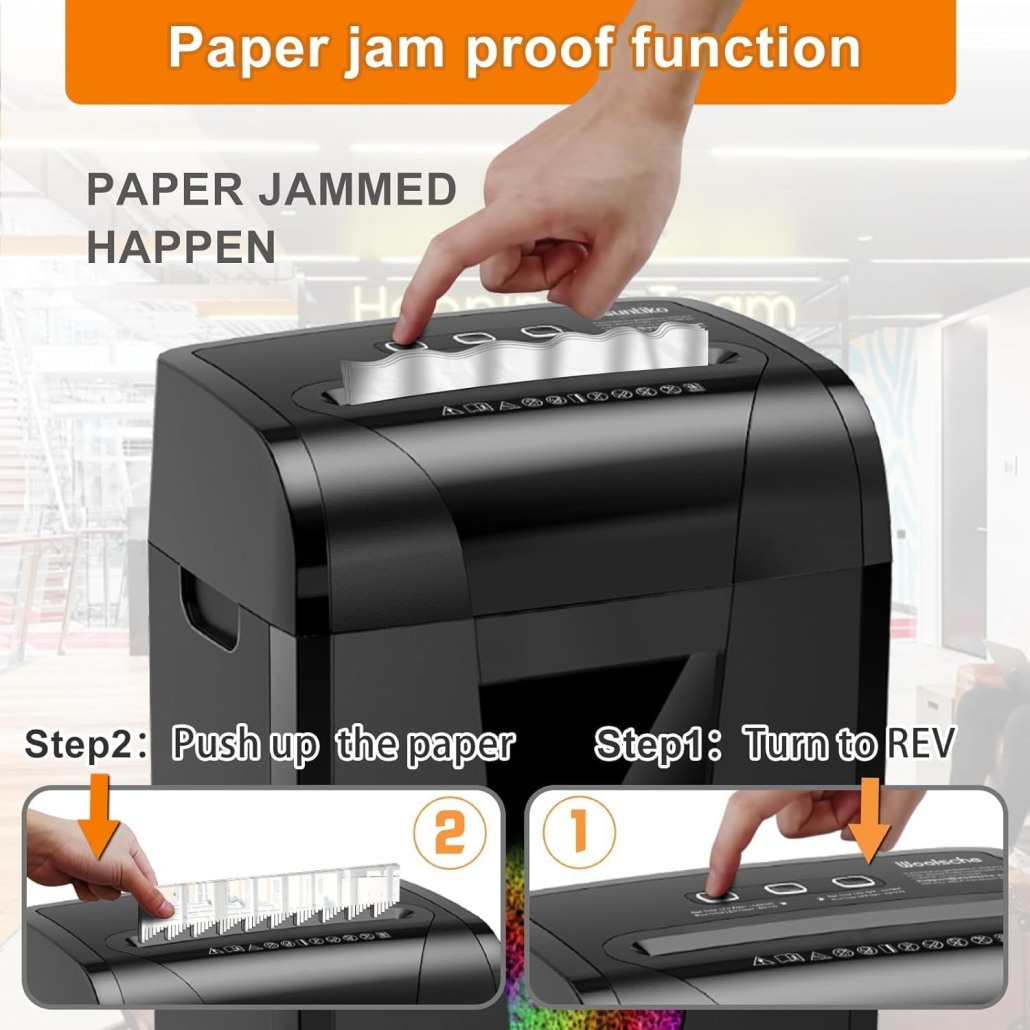18-Sheet Cross Cut Paper Shredder, Office Shredder with 5.28 Gallon Pullout Bin, 45 Mins, Insert Auto Jam Proof System for Home Office Use, Black