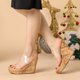 thumbnail image 2 of De mujer Plataforma Tacones Correas transparentes Tacones de cuña Sandalias Claro 40, 2 of 6