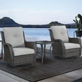 thumbnail image 3 of Pocassy  3-Piece Outdoor Swivel Bistro Set, Wicker Rocking Chairs Brown/Grey, 3 of 5