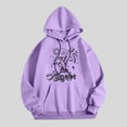 thumbnail image 2 of Xudanell Black Hoodie Women Beach Coconut Trees Print Oversized Jacket Hoodie Cycling Sweatshirt Purple XXL, 2 of 3