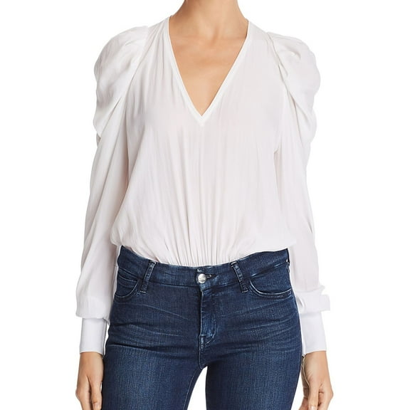 Ramy Brook Womens Puff-Sleeve Pullover Blouse, White, XX-Small