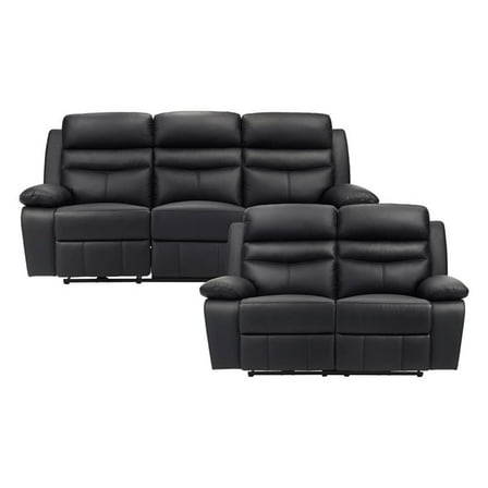 Lexicon Hancock 2-Piece Leather Sofa Set in Black