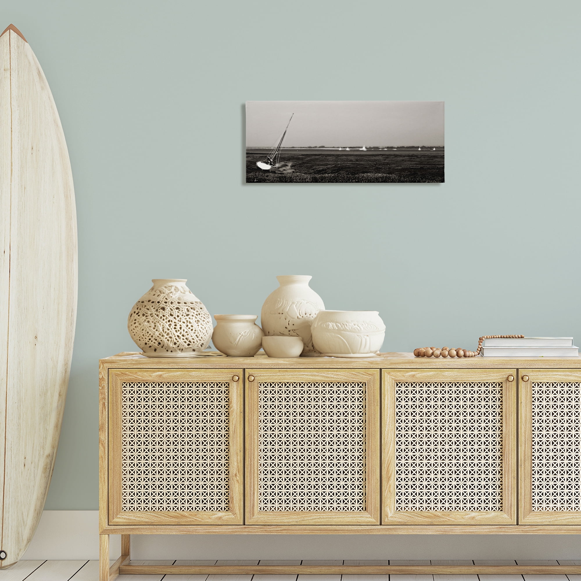 Stupell Industries Boating Towards Hayling Coastal Photography Gallery Wrapped Canvas Art Print Wall Art, 30 x 13