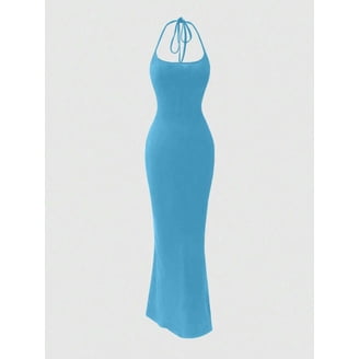 sachin and babi light blue dress Zimmermann womens Devi Halter Silk Maxi Dress, 0, Blue