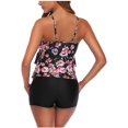 thumbnail image 3 of Teen Girls Tankini Swimsuits, Women Two Piece Tankini Set Floral Print Bathing Suits Strappy Ruffles Swimwear, 3 of 3