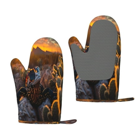 

Matuu Lizard With Sunglasses Sunset for Silicone Oven Gloves Heat Resistant Grilling Gloves Non-Slip Silicone Oven Mitt Great for Grilling Kitchen and Cooking