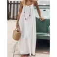 thumbnail image 3 of Womens White Spaghetti Strap Long Dress, Flowy Backless Maxi Vacation Dress, 3 of 5
