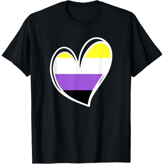 Non Binary Cute Heart LGBT Pride Nonbinary Enby Flag T-Shirt