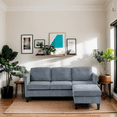 thumbnail image 5 of L-Shaped Corduroy Sectional Sofa 88 inch 3-Seater Couch with Chaise for Small Apartments Compact Living Room Dorm Furniture Modern Gray, 5 of 10