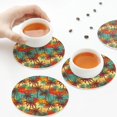 thumbnail image 5 of Disketp Colorful Hawaii Palms Funny Coasters,6 Pcs Leather Coasters with Holder, Perfect Housewarming Hostess Gifts,Protect Furniture from Water Marks Scratch and Damage, 5 of 5