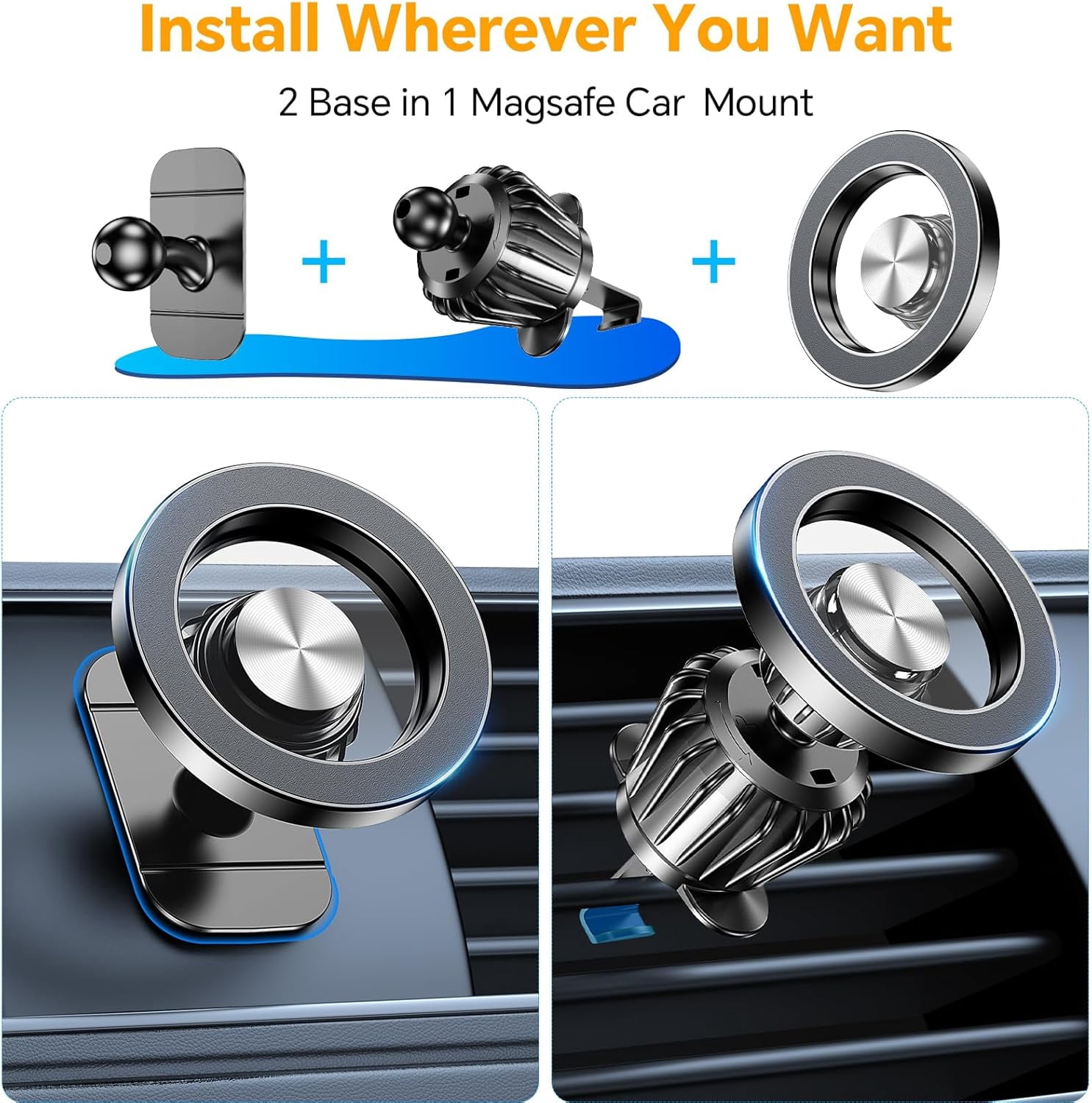 MM for Magsafe Car Mount【Strong Magnets】Magnetic Phone Holder for Car Phone Holder Mount Dash Mounted Holders Phone Holders for Your Car Accessories for Women Men Mothers Gifts for iPhone 17 16
