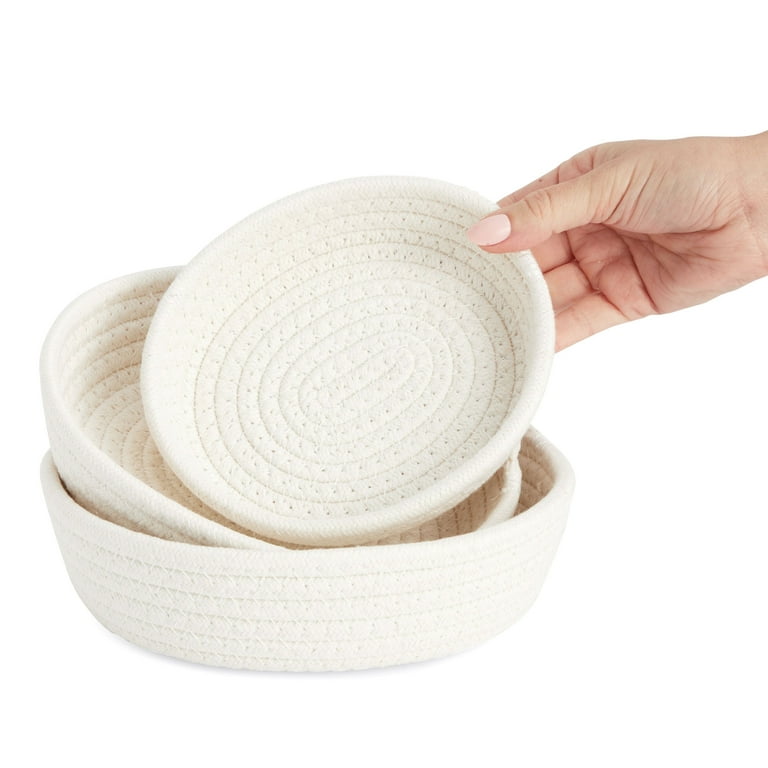 Small Woven Storage Bins for Keys Rings Organizer Cotton Rope Desk