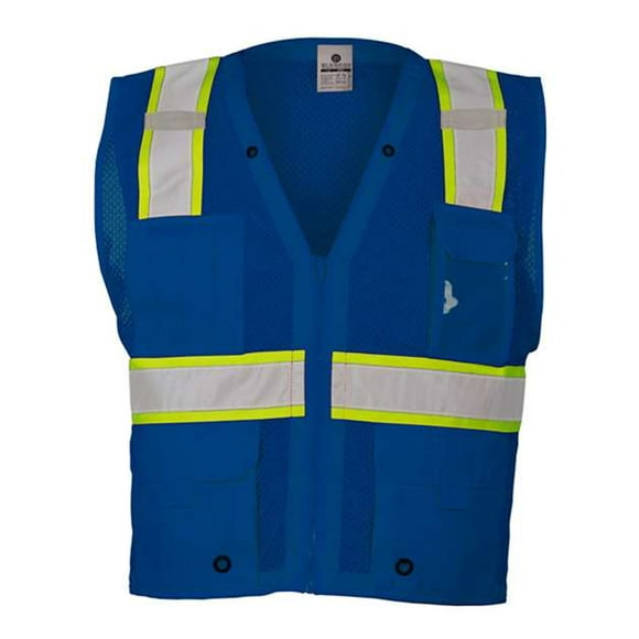 Chaleco de malla multibolsillos de visibilidad mejorada para hombre ML Kishigo - Azul real, ML Kishigo B100-111