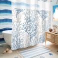 thumbnail image 5 of No Hook Shower Curtain, Blue Grey Coral Coastal Shower Curtains for Bathroom with See Through Top Window, Summer Beach Seaside Nautical Waterproof & Washable Bath Curtain 66"x72", 5 of 9