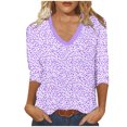 thumbnail image 1 of 3/4 Manga Superior, Moda Casual Impresión V-Cuello Blusa Hecha de Cómodo Estante de Imitación para Toda la Temporada de Uso Diario, Tops de Moda de Mujer, 1 of 6