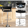 thumbnail image 3 of Black Velvet Bar Stools Set of 2 - Adjustable Height Swivel Kitchen Stools with Low Back for Dining Room, Breakfast Bar, Home Decor&Entertaining Guests, 3 of 6
