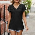 thumbnail image 2 of HAPIMO Women's Loose Cotton Lined Pullover Dressy Tunic Short Sleeve Elegant Casual Workout Tops Trendy Solid Color Eyelet V Neck Shirts Girls Summer Tees Black XXL, 2 of 6