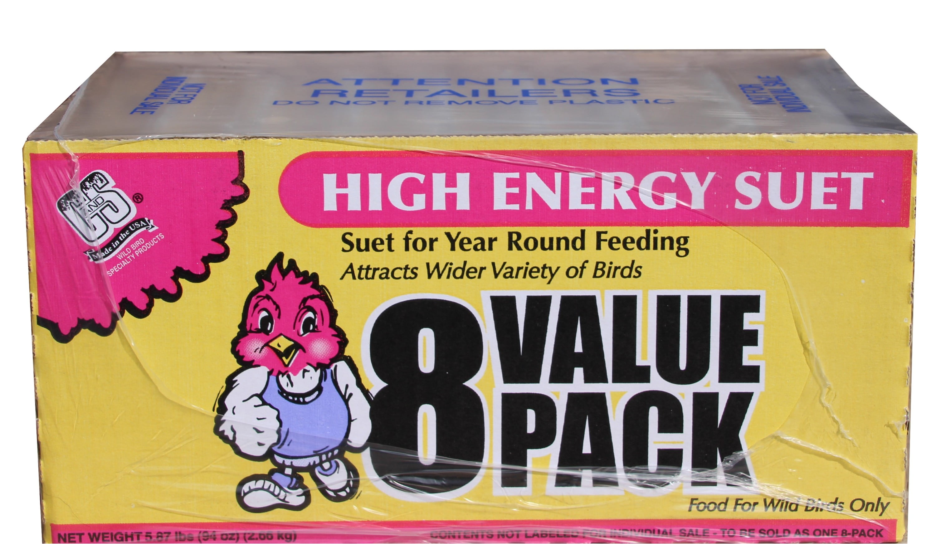 C&S Products High Energy Suet Value Pack, 8 Pack Suet Cakes, New, Wild Bird