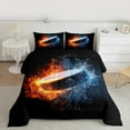 thumbnail image 2 of Manfei 3D Hockey Bedding Comforter Set 2pcs for Teen Boys, Ice and Fire Twin Comforter Sets, Sports Themed Bedding Set, Super Cozy Room Decor, 2 of 8