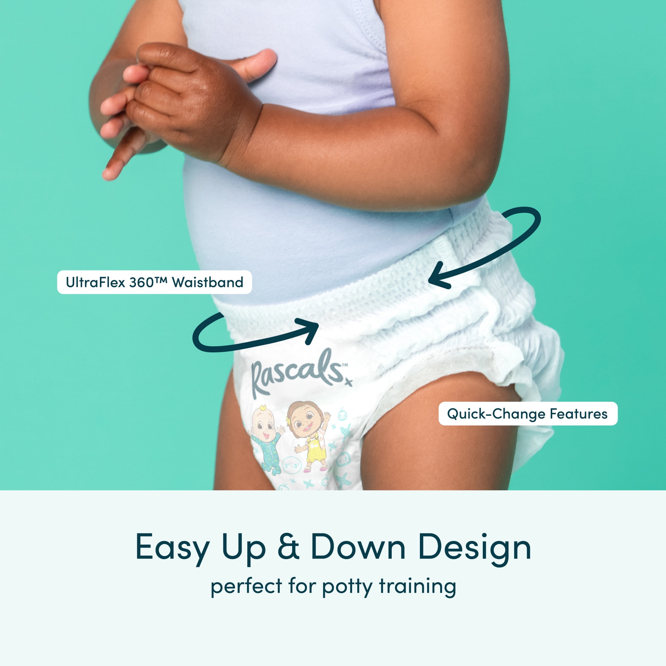 Rascals Premium CoComelon Training Pants, Unisex, Sizes 3T-5T, 32-36 count