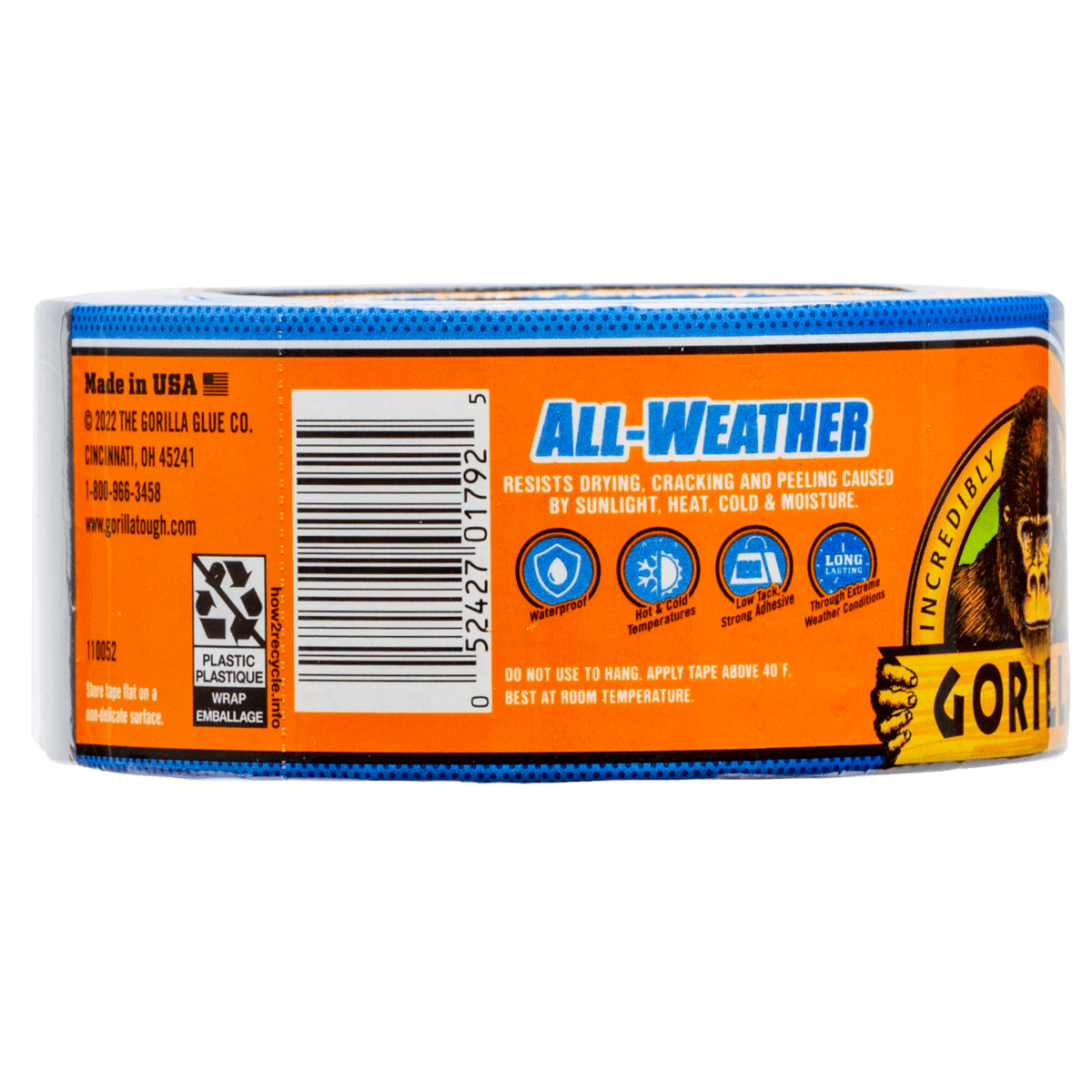 (6 pack) Gorilla Permanent All Weather Black Tape 1.88 in x 10 Yard