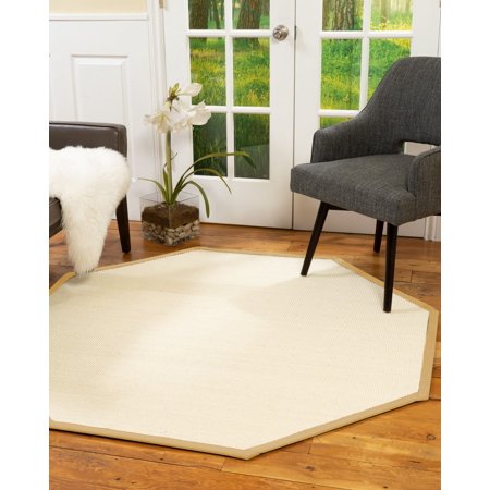 Natural Area Rugs Deco Custom Sisal Rug, 8', Octagon Extra Wide Natural Border