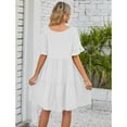 thumbnail image 5 of Baqcunre Womens Dresses,Ladies V Neck Layered Ruffle Hem Pocket A Line Mini Swing Beach Short Sleeve Dress Holiday Dresses for Women,Long Dresses for Women Casual Dresses for Women White XL, 5 of 6