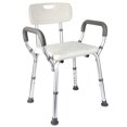 thumbnail image 1 of Shower Chair Seat with Padded Armrests and Backrest, Adjustable Height Bathroom Non-Slip Shower Chair, 1 of 7