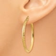 thumbnail image 3 of Real 14kt Yellow Gold Knife Edge Diamond-cut Hollow Hoop Earrings; for Adults and Teens; for Women and Men, 3 of 4