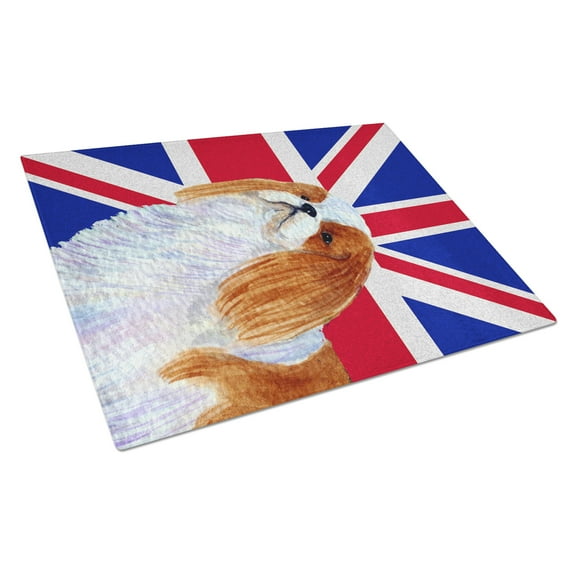 Caroline's Treasures English Toy Spaniel with English Union Jack British Flag Glass Cutting Board Large Size