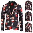 thumbnail image 1 of WREESH Men's New Casual Suit 3D Fun Print Christmas Large Size Suit Jacket, 1 of 8
