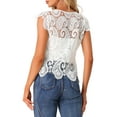 thumbnail image 3 of INSPIRE CHIC Women's Casual Sheer Summer Boho Lace Blouse White L, 3 of 5