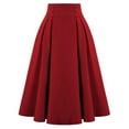 thumbnail image 3 of Ruziyoog Skirts for women Women Fashion Casual Skirt With Pockets Vintage High Waist Pleated SkirtRed M, 3 of 6