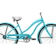 thumbnail image 3 of Wonder Wheels 26 In. Beach Cruiser Coaster Brake Single Speed Bicycle, Bike, Stainless Steel Spokes One Piece Crank Alloy Pink Rims White Wall Tire 36 H With Fenders - Black/Baby Blue Rim, 3 of 4