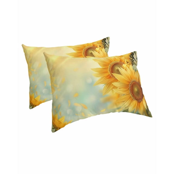 Sunflower Pillow Covers King Size 2 Pack, Yellow Spring Floral Botanical Soft Bed Throw Pillowcases Breathable Cooling Long Lumbar Body Pillow Sham Cover for Bed Sofa 20''x36''