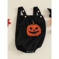 thumbnail image 3 of Newborn Baby Girls Boys Halloween Outfits Sleeveless Corduroy Pumpkin Face Overalls Rompers Button Jumpsuit Fall Clothes, 3 of 8